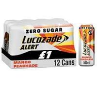 Lucozade AlertnEnergy Drink Zero Sugar Mango Peachade 500ml (Pack of 12)
