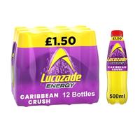 Lucozade Energy Drink 500ml Bottles, All Flavours, Fresh Stock (12 x 500ml, Carribbean Crush)