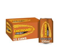 Lucozade Energy Orange 12x330ml - Sparkling Citrus Energy Drink for Everyday Boost