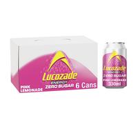 Lucozade Energy Zero Sugar Drink Pink Lemonade 330ml can Pack of 6