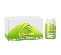 Lucozade Energy Zero Sugar Drink Tropical 330ml can (Pack of 6)