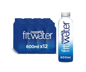 Lucozade Sport Fit Water - 12 Bottles x 600ml - Purified Spring Water Drink - 4 Key Electrolytes - Zero Calories - Enhances Hydration & Fuels Performance