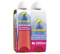 Lucozade Sport Zero Sugar - Raspberry and Passionfruit 4x500ml | Sugar Free Sports Drink, with Vitamin B3 and electrolyte | Only 4 calories per