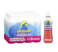 Lucozade Sport Zero Sugar - Raspberry & Passionfruit 12x500ml | Sugar Free Sports Drink, with Vitamin B3 and electrolyte | Zero Sugar | Only 4 calories per serving | Still | Made with Natural Flavours