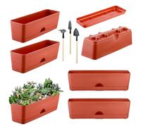 lucpur 6-Pack Large Window Boxes16 Inch Rectangle Plant Box Rectangular Planters for Outdoor and Indoor Plants Plastic Windowsill Plant Pots for Herbs Vegetable Flowers Long Window Sill Planters