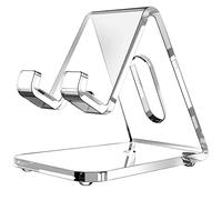 Lucrave Acrylic Cell Phone Stand, 5mm Thicker Clear Cell Phone Holder, Transparent Phone Stand for Desk, Desktop, Desk Accessories, Suitable for iPhone 17 16 15 14 Pro Max Plus, All Smartphone 4-8inch