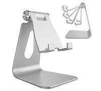 Lucrave Adjustable Cell Phone Stand, Phone Stand, Cradle, Dock, Holder, Aluminum Desktop Stand Compatible with iPhone 16 15 14 13 12 11 Xs Pro Max 8 7 6 6s Plus SE Charging, Accessories Desk, Silver