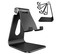Lucrave Adjustable Cell Phone Stand, Phone Stand, Cradle, Dock, Holder, Aluminum Desktop Stand Compatible with Phone 16 15 14 13 12 11 Xs Pro Max Xr 8 7 6 6s Plus SE, Accessories Desk, Black