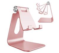 Lucrave Adjustable Phone Stand for Desk, Fits All 4-8'' iPhones, Rose Gold | Sturdy Aluminum Desktop Phone Holder with Adjustable Cradle, Fits iPhone 17/16/15/14/13/Xs/Pro Max/SE and All 4-8'' Phones