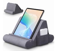 Lucrave Tablet Pillow Stand, Soft Pillow Pad for Lap, Tablet Holder Dock for Bed with 3 Viewing Angles, Pocket, Stylus Mount, Compatible with iPad Pro 13, 10.5, 9.7 Air, Mini, Galaxy Tab, E-Reader