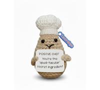 Lucreign Positive Crochet Potato Chef - 3.5" Cute Emotional Support Handmade Amigurumi with Inspirational Message Card for Home Office Decor, Encouragement Gift for Women Coworkers Friends