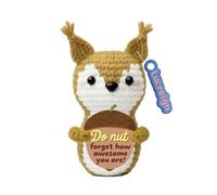 Lucreign Positive Crochet Squirrel - 3.5" Cute Handmade Emotional Support Animals for Home Office Decor, Encouragement Gift for Women Friends Coworkers