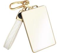 Lucrum for Tesla Card Key Holder with Leather Keychain - Model 3, Model S, Model Y, Model X, Cybertrack 2023-2024, White, Default