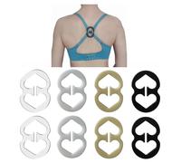LUCSIS Racer back clips, bra strap clips for the back, cross back convertors, conceal straps and cleavage control bra clips, Clear, White, Beige, Black, 8pcs, "8"shape, Standard
