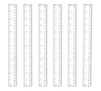 LUCTHY 6 Pack Plastic Ruler Set, 30cm/12in Clear Transparent Straight Measuring Tool with Centimetre and Inch Scales for Student Classroom School Office Home (30CM-6Pcs)