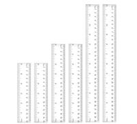 LUCTHY 6 Pack Plastic Ruler Set, 30cm/12in Clear Transparent Straight Measuring Tool with Centimetre and Inch Scales for Student Classroom School Office Home (15,20,30CM-6Pcs)