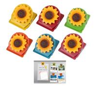 LUCTHY Fridge Magnets, 6-Pack Coloured Magnetic Clips, Super Strong & Scratch-Proof Whiteboard Magnets for Adults, Office, Kitchen & Home Organisation (6, Sunflower)