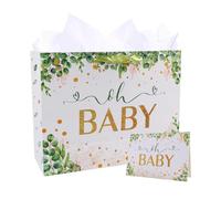LUCTHY Large Birthday Gift Bag with Handles, 3 Tissue Papers, Card