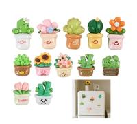 LUCTHY Small Fridge Magnets, 12pcs Whiteboard Magnets Refrigerator Magnets Cute Resin Magnets for Craft, Notice Boards, Cupboard, Door (12, Potted plants)