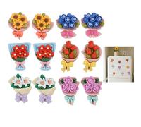 LUCTHY Small Fridge Magnets, 12pcs Whiteboard Magnets Refrigerator Magnets Cute Resin Magnets for Craft, Notice Boards, Cupboard, Door (12, Bouquet)
