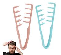 LUCTHY Texture Styling Comb 2-Pack - Volumizing Wide Tooth Magic Comb & Root Lifter for Men & Women, Professional Barber Detangler Tool for Bangs, Waves & Grooming (2, Blue, Pink)