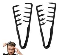LUCTHY Texture Styling Comb 2-Pack - Volumizing Wide Tooth Magic Comb & Root Lifter for Men & Women, Professional Barber Detangler Tool for Bangs, Waves & Grooming (2, Black)