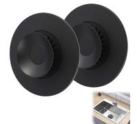 LUCTHY Universal Silicone Bathtub Stopper, 2 Pack Bath Plug Replacement Tub Drain Cover Stopper with Hair Drain Stopper for Bathtub, Washbasin & Kitchen Sink (Black 2Pcs)