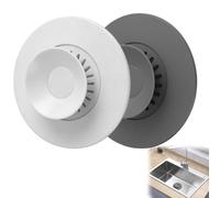 LUCTHY Universal Silicone Bathtub Stopper, 2 Pack Bath Plug Replacement Tub Drain Cover Stopper with Hair Drain Stopper for Bathtub, Washbasin & Kitchen Sink (WhiteGray 2Pcs)