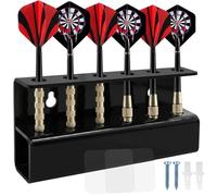 LUCTHY Wall Mounted Acrylic Dart Rack for 6 Darts, Adhesive or Screw | Acrylic, black. Holds 6 darts. 15.5x8.1x3cm. Wall mounted dart storage organiser and display. Hardware included