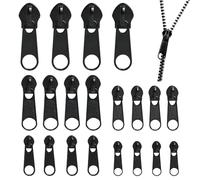 LUCTHY Zipper Pull Replacement Black, 20pcs Zipper Repair Kit Instant Fix, Metal Universal Zip Pullers in 5 Different Sizes for Coats, Jackets, Jeans, Luggage and Backpacks