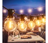 LUCUHM 15M 50FT Festoon Lights Outdoor - LED Garden String Festoon Lights Mains Powered - Garden Light Outdoor Waterproof for Patio Gazebo Balcony Outside