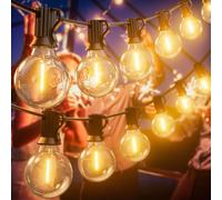 LUCUHM 45M 150FT Festoon Lights Outdoor - LED Garden String Festoon Lights Mains Powered - Garden Light Outdoor Waterproof for Patio Gazebo Balcony Outside