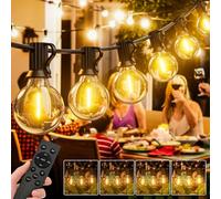 LUCUHM 45M 150FT Festoon Lights Outdoor with Remote - LED Garden String Festoon Lights Mains Powered - Dimmable Garden Light Outdoor Waterproof with Timer for Patio Gazebo Balcony Outside