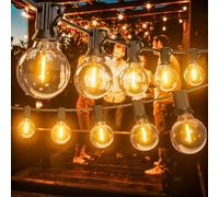 LUCUHM 60M 200FT Festoon Lights Outdoor - LED Garden String Festoon Lights Mains Powered - Garden Light Outdoor Waterproof for Patio Gazebo Balcony Outside
