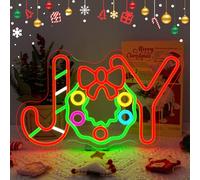 LUCUNSTAR Christmas Neon Light Sign Christmas Joy Neon Sign Xmas Neon Light Candy Led Sign Decorations Joy Lights Dimmable Light Up Sign For Party Bedroom Kids Gift Living Room Winter Home