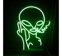 LUCUNSTAR Green Alien Neon Sign, Gesture Alien Neon Signs for Wall Decor,Neon Light with USB Powered for Game Room, Bar, Bedroom, Livingroom