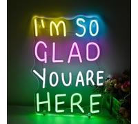 LUCUNSTAR I'm So Glad You are Here Neon Sign,Dimmable LED Neon Light for Wall Decor,for Bar Coffee Room Home Art Wall Decor Birthday Wedding Party Window Living Room Decor