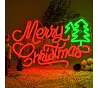 LUCUNSTAR Merry Christmas Tree Neon Sign,Neon Signs for Wall Decor,Christmas Neon Light Sign with USB Powered for Indoor Party,Windows,Kids,Bedroom,Living Room,Wedding,Bar,Pub Club