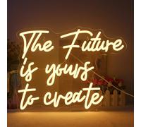 LUCUNSTAR The Future is Yours to Create Neon Sign,Letters Light Signs for Wall Decoration,Warm White Neon Light Sign With Usb Connection for Bedroom,Window,Living Room,Office,Classroom Decor