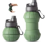 Lucuy Silicone Collapsible Water Bottle, 500ml Portable Travel Water Bottle, Reusable Foldable Cup with Carabiner, Leakproof Soft Water Bottle for Sports Camping Hiking Cycling Outdoor Activities