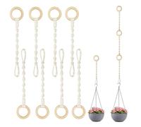 Lucxhcky 8 Pack Connectable Macrame Plant Hangers, Hanging Plant Extender with Wooden Ring, Macrame Plant Holder, Boho Plant Hanger Plant Hanging Rope (8)