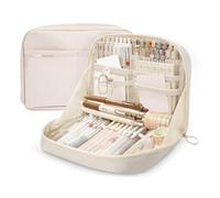 Lucxhcky Large Capacity Pencil Case, Big Pencil Pouch Pencils Cases Pencils Case Organizer, Large Bag College School Cases with Compartments (Only a Pencil case, no Stationery Included) (Beige White)