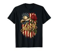 Lucy American Flag Cowboy Hat Rose Value Graphic T-Shirt