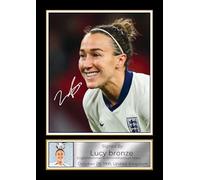 Lucy Bronze Signed Autograph Poster Print - England Women's National Football Legend - Iconic Soccer Memorabilia Gift, A4 Poster + White Frame