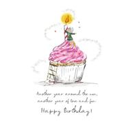 Lucy Claire Illustrations Birthday Card, Happy Birthday, Cute Cupcake Illustrated Greeting Card for Her, Sister, Friend