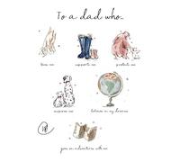 Lucy Claire Illustrations Father's Day Card, Watercolour Design, To a Dad Who Theme, with Envelope
