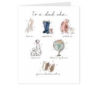 Lucy Claire Illustrations Father's Day Card, Watercolour Design, To a Dad Who Theme, with Envelope - Blank Inside