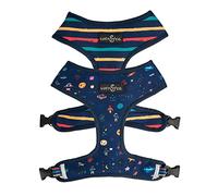 Lucy & Co. Cute Reversible Dog Harness Walking Halter - Best Designer Pet Harnesses Extra Small Medium Large XL Dogs Plus Pug Breeds - Padded Adjustable Puppy Vest Easy Walking (Space Doodle, Small)