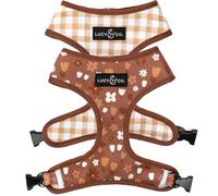 Lucy & Co. Cute Reversible Dog Harness Walking Halter - Best Designer Pet Harnesses for XS - XL Dogs - Padded Adjustable Vest for Easy Walking (Small, Chocolate Meadows - Brown & White Floral)