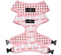 Lucy & Co. Cute Reversible Dog Harness Walking Halter - Best Designer Pet Harnesses for XS - XL Dogs - Padded Adjustable Vest for Easy Walking (X-Small, Ballet Bows - White & Pink Bows)